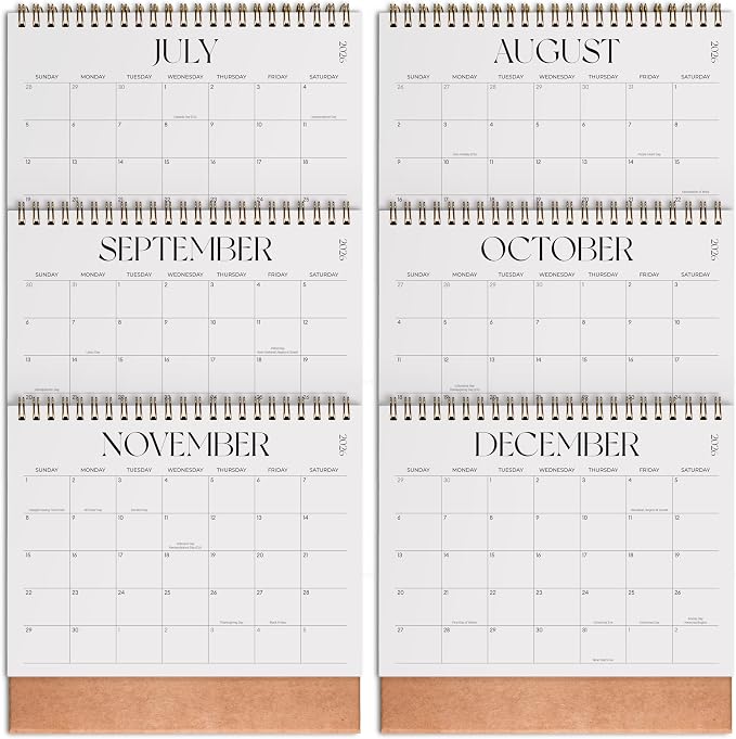 Small Desk Calendar 2026-2027, Jokotha Standing Flip Calendar, July 2026 to December 2027, 18 Month Desktop Calendar with Stickers & Minimalist Design, 8"x6"