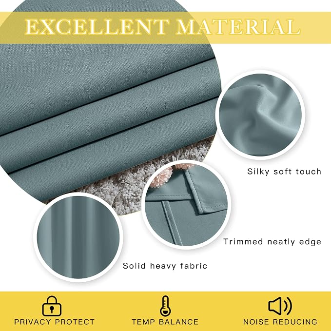 NICETOWN Greyish Blue Sliding Door Curtain for Bedroom, Blackout Patio Door Curtain Room Divider Privacy Thermal Grommet Window Treatment for Living Room, 1 Panel, W80 x L90