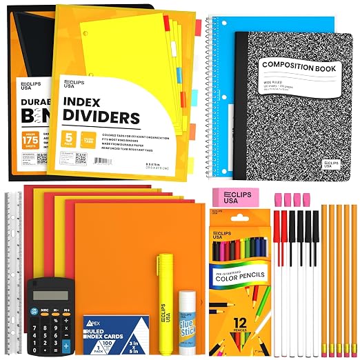 School Supplies Kit Classroom Must Haves Teacher Supplies Back to School Kids Grades K3-6 145 Pieces All-in-One Set (1 Pack)