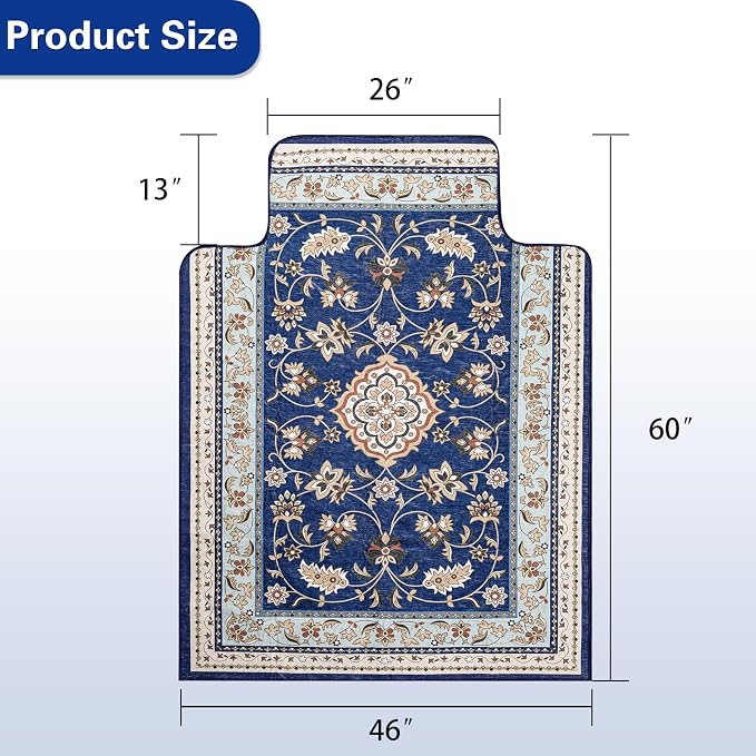 46" X 60" Office Chair Mat for Hardwood and Tile Floors, Under Desk Chair Mat for Carpet Protector Rolling Computer Chairs, Machine Washable Non-Slip Area Rug, Sapphire Blue
