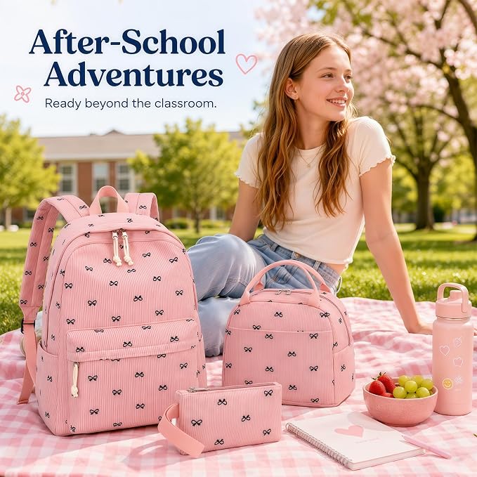 LEDAOU Backpack for Girls School Bag Kids Bookbag Teen Backpack Set Daypack with Lunch Bag and Pencil Case | Kids