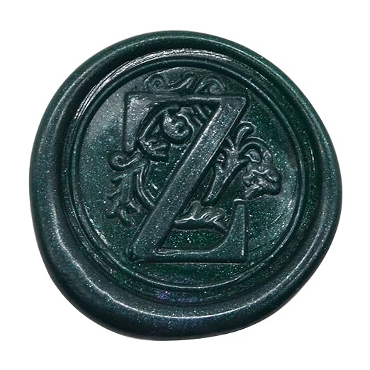 Medieval Initial Alphabet Sealing Wax Stamps, Brass Head Wooden Handle, for Thanksgiving Card/Envelope/Gift Wrap/Wedding Engagement Party Invitation -Letter Z