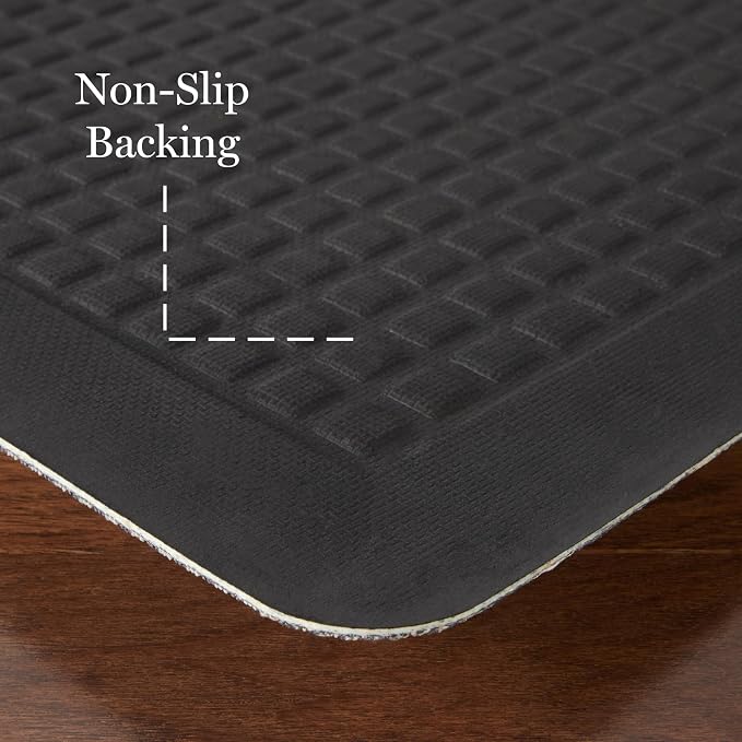 MARTHA STEWART Mira Modern Heathered Solid Anti-Fatigue Air-Infused Kitchen Mat, Navy Blue, 19.6"x32"