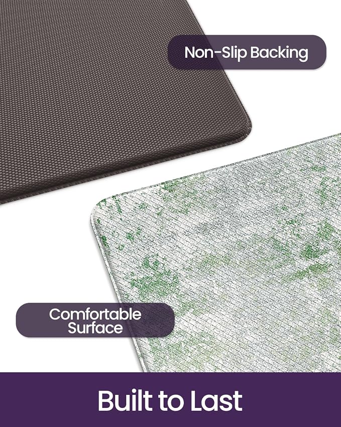 DEXI Kitchen Floor Mats Cushioned Anti Fatigue Runner, 23x107 Green | Wide Standing Comfort, Waterproof Oil-proof, Memory Foam Padded for Front Sink Laundry