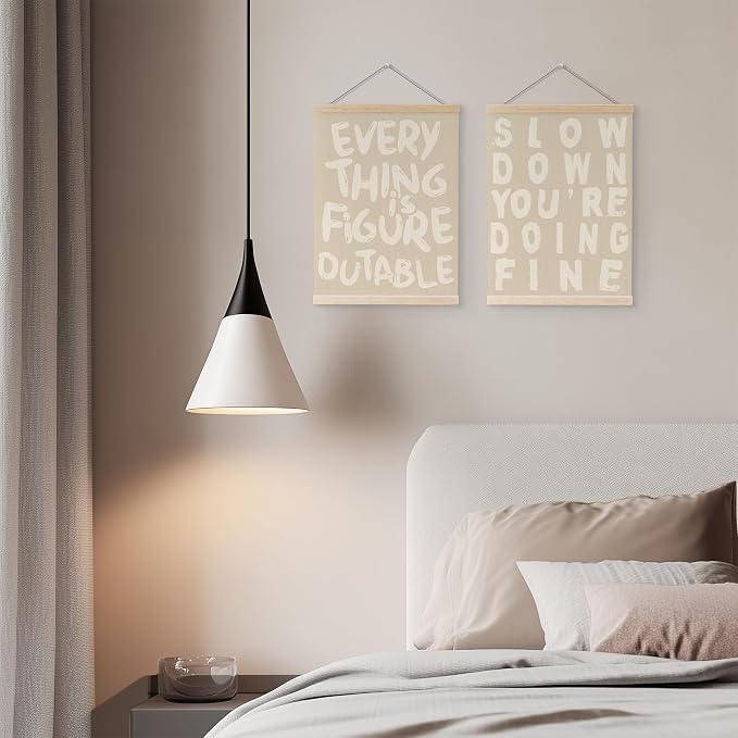 YQDEJ Beige Everything Is Figureoutable Inspirational Wall Art Poster Hanger Frame of 2, Positive Affirmations Wall Decor, Motivational Wall Art for Home Office Classroom, 12x16 Inch