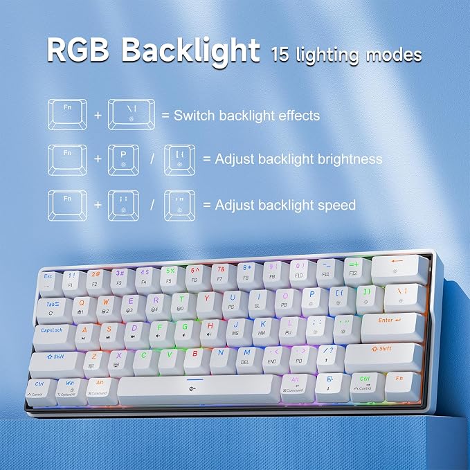 KEMOVE K61SE Gaming Mechanical Keyboard, 60 Percent Wired RGB Backlit N-Key Rollover Compact Mini 61 Keys Keyboard for PC Laptop, Red Switch