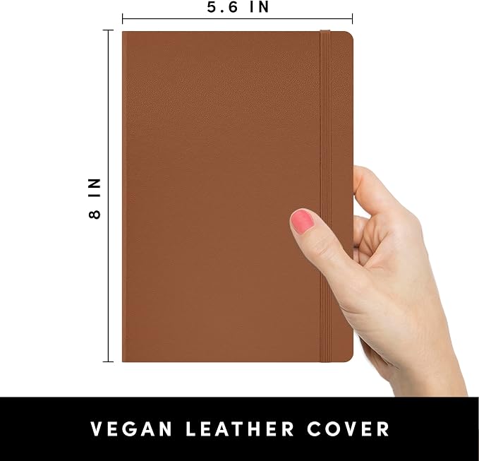 PAPERAGE Lined Journal Notebook, Hardcover Journal for Women & Men, 252 Pages, (5.6 in x 8 in), College Ruled Journaling Notebook for Work, School Supplies & Note Taking, (Cognac)