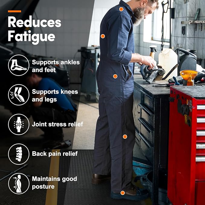 Anti Fatigue Mats Industrial 2' x 5' Standing Mat 15/16" Thick Shop Floor Mats Heavy Duty Commercial Diamond Plate Ergonomic Standing Floor Mat Helps Relieve Back and Leg Soreness