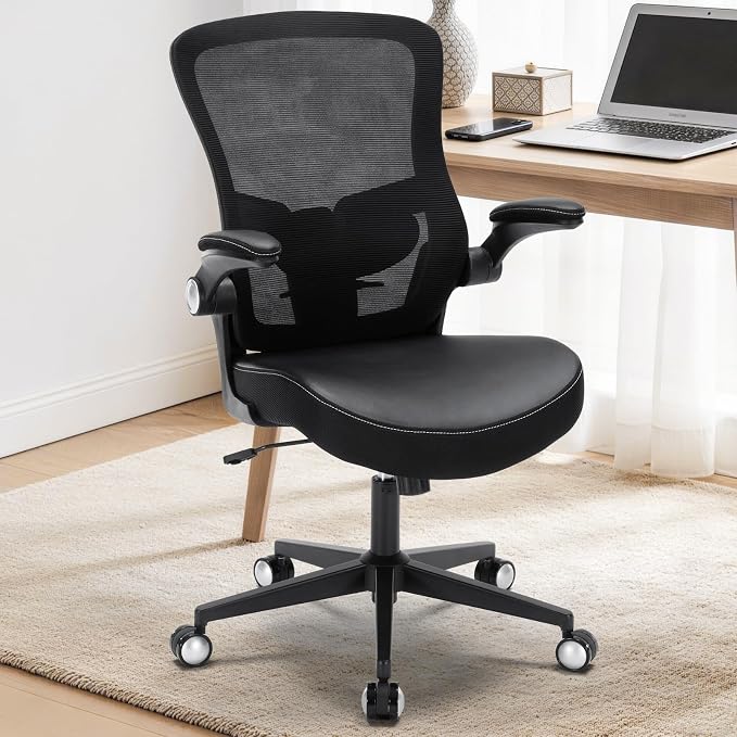 Office Chair-400lbs, Ergonomic Heavy Duty Office Desk Chair with Adjustable Lumbar Support Breathable Mesh Computer Chair with Flip-Up Armrests, Comfy Home Office Desk Chair for Heavy People