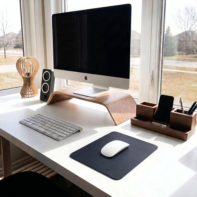 Leather Desk Pad Protector, Waterproof Mouse Pad, PU Desk Mat, Office Desk Cover, Desk Writing Mat for Office/Home/Work/Cubicle (Dark Blue) 9x8 in