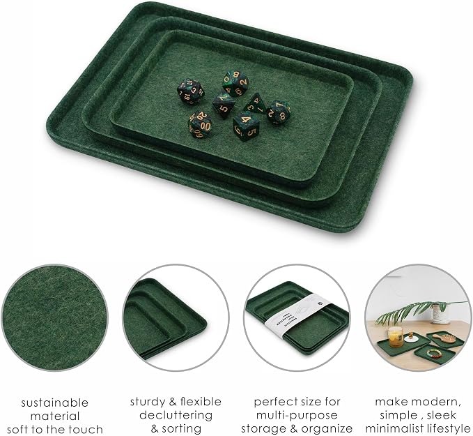 3pc Desk Drawer Tray Dice DND Games Holder EDC Cathall Forest Green
