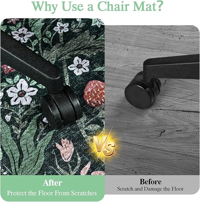 Office Chair Mat for Hardwood Floor & Tile Floor,48"X 60" Heavy Duty Desk Chair Mat for Hard Floors, Under Desk Rug for Rolling Computer Chair,Anti Slip,Low Pile Carpet Protector-Convex Green Grass