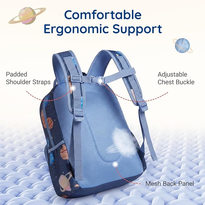 mommore Kids Backpack for Boys 4-8 with Lunch Box Elementary Kindergarten Preschool School Backpack 15'' Fit Folders Bottles, Galaxy