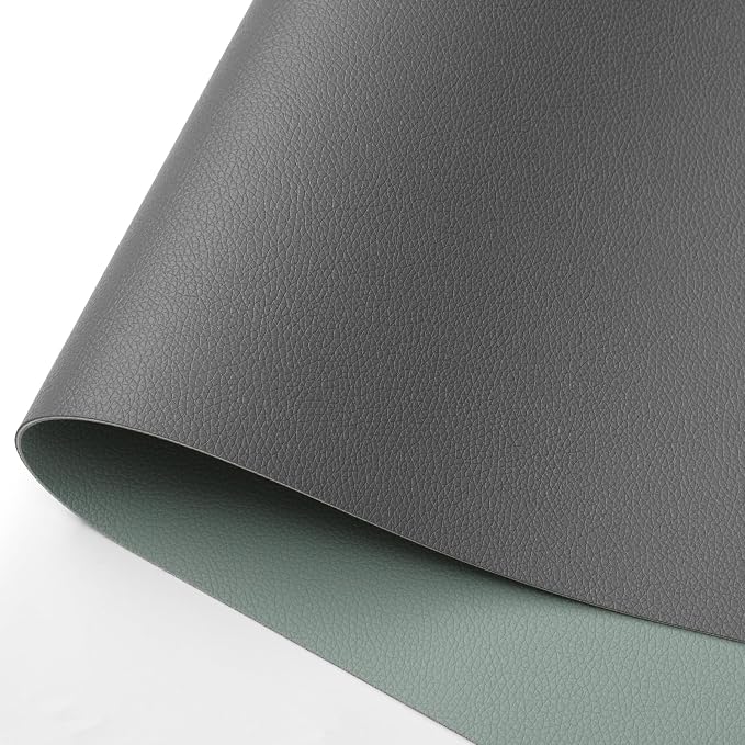 Dual Sided Desk Pad Faux Leather Desk Mat Large Mouse Pad | Desk Pad Protector Non-Slip Waterproof Desk Mouse Pad for Writing Desk, Office, Home(Sage Green Gray 35.4"X17")