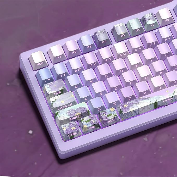 dagaladoo Double Shot PBT keycap Set,Purple Keyboard keycaps Shine Through,Side Print Custom keycap 60 75 100 Percent,dye-sub Cherry Profile keycaps for Machine Keyboard(Violet)