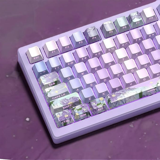 dagaladoo Double Shot PBT keycap Set,Purple Keyboard keycaps Shine Through,Side Print Custom keycap 60 75 100 Percent,dye-sub Cherry Profile keycaps for Machine Keyboard(Violet)