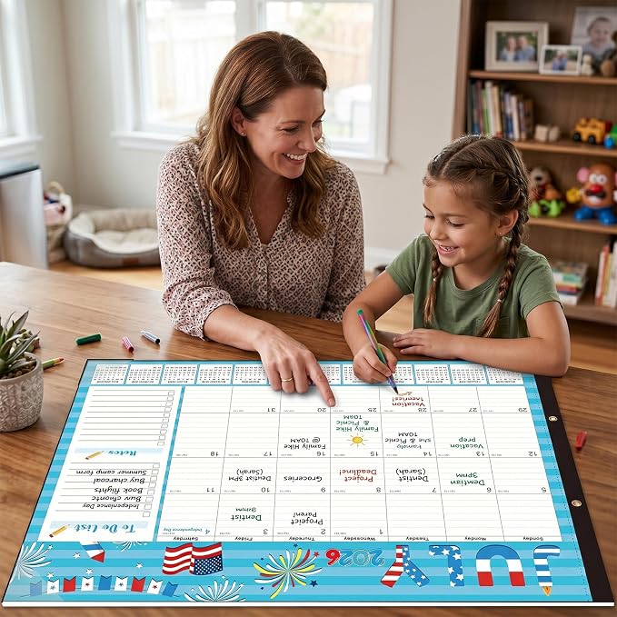 Lateefah Desk Calendar 2026, Large 22'' x 17'' Desk Calendar 2026-2027, 18 Month Desktop Calendars for Home & Office, Use July 2026 to December 2027