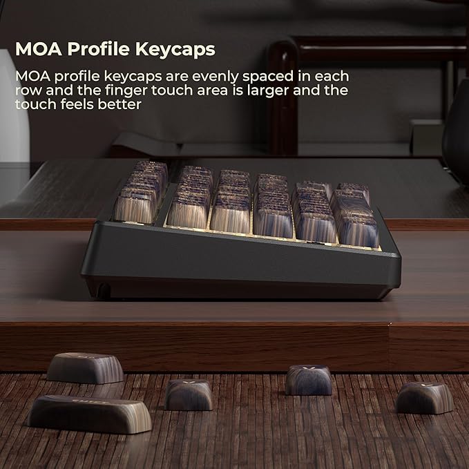 OHY MOA Profile Wood Grain Keycaps,XVX PBT Keycaps 130pcs Retro Keycap Set for Mechanical Keyboard 61/64/75/84/87/104/108 Layout with Key Puller, Walnut Textures