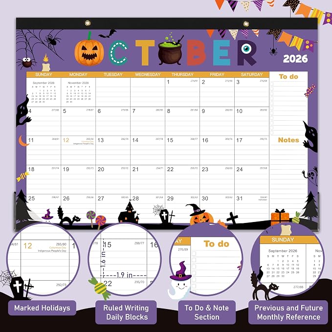2026-2027 Desk Calendar - July 2026 - December 2027, 2026-2027 Calendar, 17" x 12", 18 Months Calendar, Seasonal Desktop Calendar, Notes Section