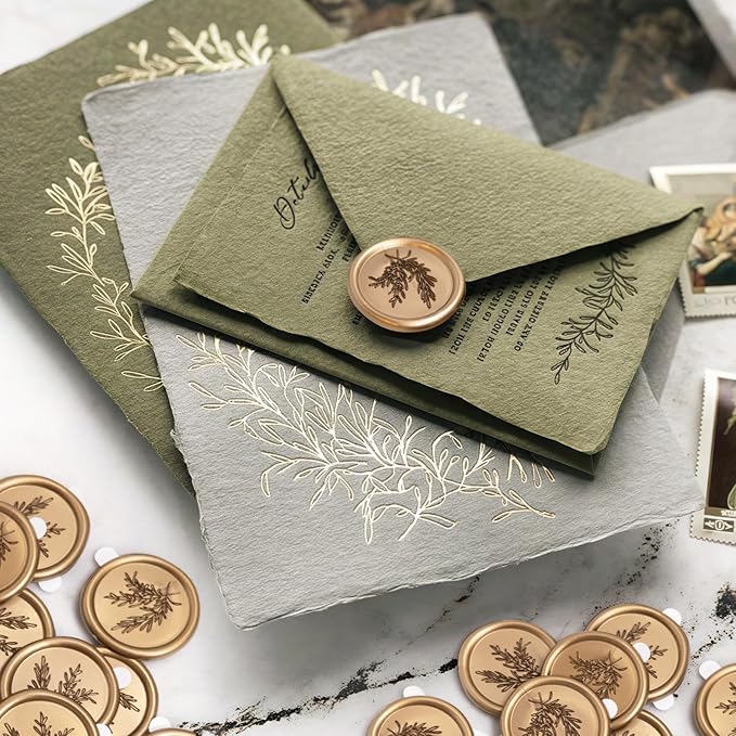 60 Pcs Wax Seal Stickers Set (3 Designs in 1 Pack) - Adhesive Backed Elegant Floral Designs for Wedding Invitation Envelope Seal Stickers Gift Wrapping (Vintage Bronze)