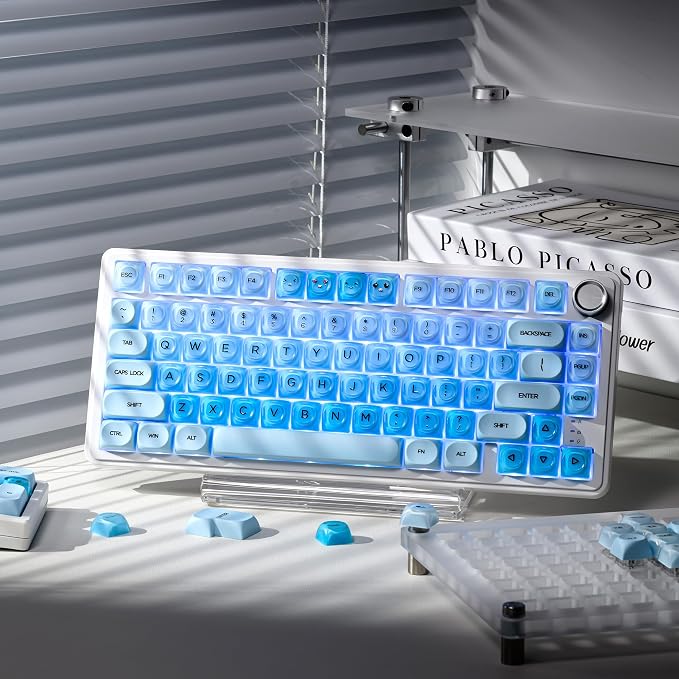OHY PBT Keycaps, XVX Blue Jelly HOA Profile Key Cap, 132-Key Cute Custom Keycaps (for Mechanical Keyboards with Cherry/Gateron MX Switches)-Uyuni Dreams(ONLY KEYCAPS)