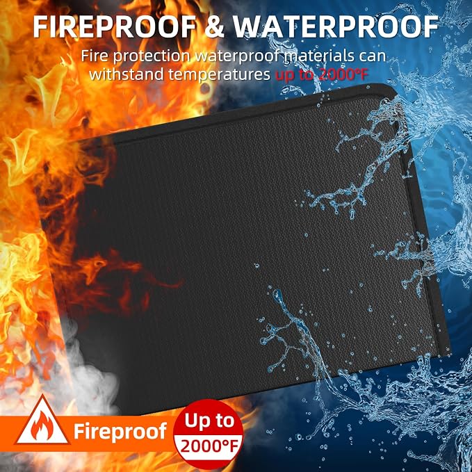 Fireproof Accordion File Organizer, Portable Expanding File Folder with Waterproof Zipper&Labels, Black Document Organizer with 13 Pockets, File Organizer for Important Document/Paper Storage