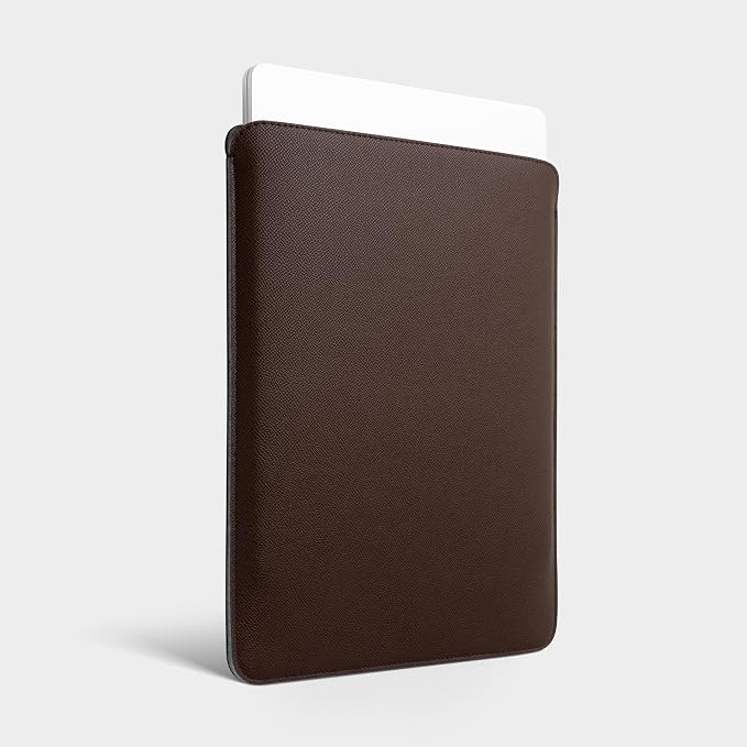 Comfyable Slim Laptop Sleeve 16 Inch Compatible for MacBook Pro M5 M4 M3 M2 Pro/Max 2026, Faux Leather Protective 16-in Mac Cover Case, Coffee