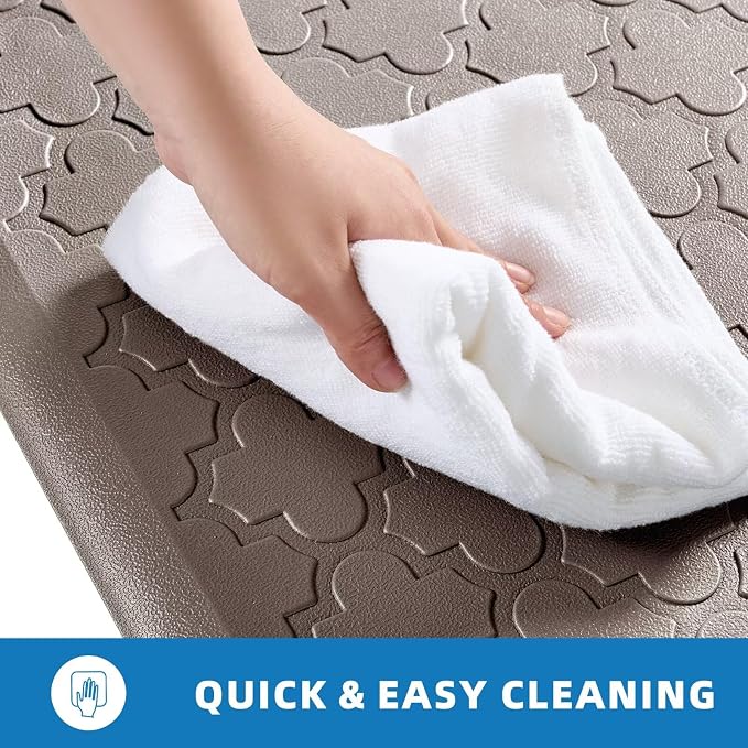 Kitchen Mats for Floor 2 Piece - Anti Fatigue Mats for Kitchen Floor - Non Slip Cushioned Rugs for Standing, Office, Sink, Laundry, Khaki