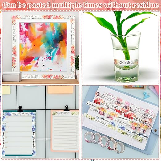 24 Rolls Back to School Christian Washi Tape Gifts Bulk Graduation VBS Religious Scripture Bible Verse Washi Tape for Bible Journaling Crafting Students BibleStudy Stationery