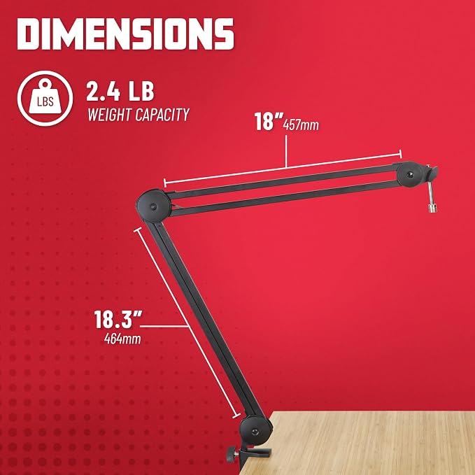 Gator Frameworks Deluxe Spring-loaded Desk-Mounted Microphone Boom Arm for Broadcasts, Podcasts, Content Creation, Live Streaming, & Similar Applications (GFWMICBCBM2000)