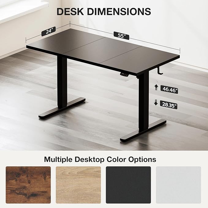 Acrolix Electric Standing Desk, Height Adjustable Home Office Desk with Memory Presets & Cable Management,Black Sit Stand Desk for Work from Home, Ergonomic Computer Desk (55" x 24")