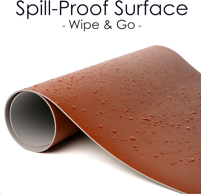 Leather Desk Pad Protector, Waterproof Mouse Pad, PU Desk Mat, Office Desk Cover, Desk Writing Mat for Office/Home/Work/Cubicle (Brown/Gray) 9x8 in
