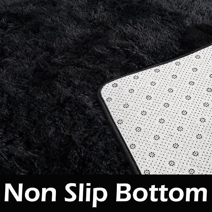 HOMORE Black Rug 8x10 Rugs for Living Room, Large Fluffy Carpet for Bedroom, Super Soft Shag Rug for Kids Nursery Boys Girls Room Dorm Decor