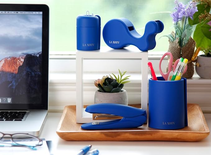 Pen Holder for Desk, Royal Blue, 4x3 Inch | Modern, Home Office Organizer, Office Decor for Men, Multiple Colors Available