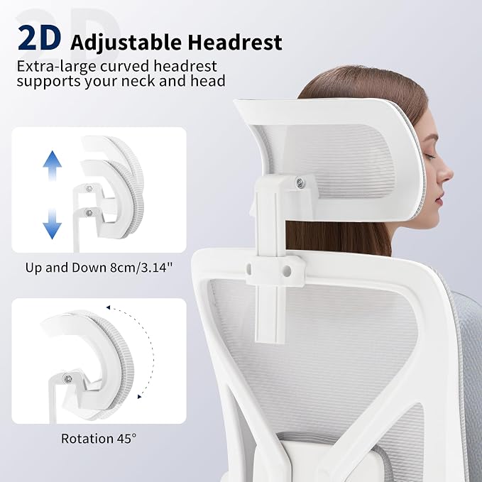 400 Lbs Mesh Ergonomic Office Chair, High Back with Lumbar & Headrest for Home Office