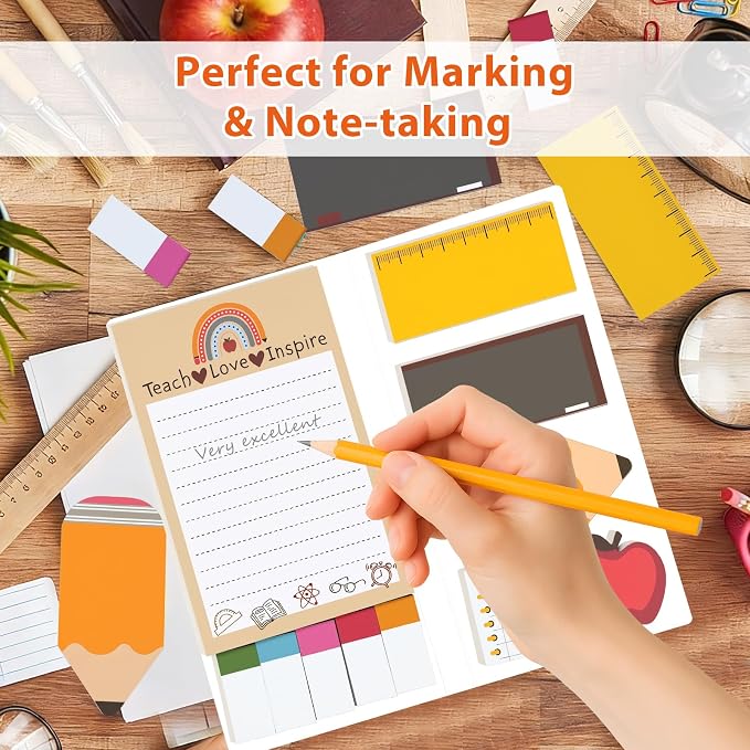 Teacher Appreciation Gifts for Women Men, Back to School End of Year Birthday Gifts for Preschool Teacher, Teacher Stamps, Sticky Notes Blackboard Self-Stick Note Pads, Classroom Supplies Must Haves