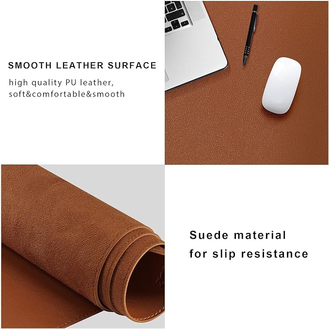 ZORESYN Conference Table Pads (70.9" x 31.5") - PU Leather Extended Large Mouse pad Office Desk Mat - Nonslip Base and Waterproof Desktop Writing Pad Mouse Mat (Light Brown)