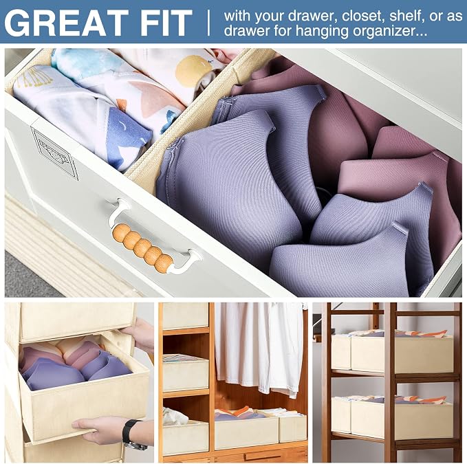 Drawer Organizer Clothes, 24 Pack Dresser Organizer Bins for Nursery Bedroom, Closet Organization and Storage Dividers for Clothing, Baby Clothes, Underwears, Socks (Beige)