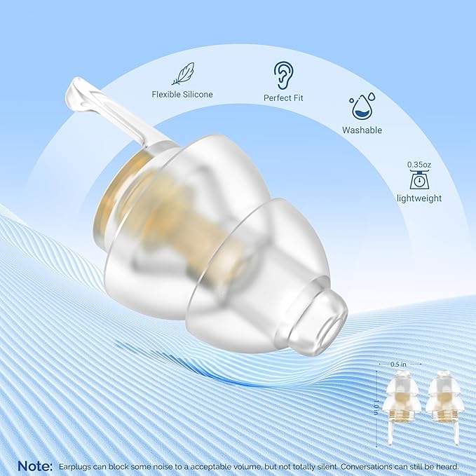 Kids Earplugs, Ear Pressure Relief & Prevent Ear-Pain for Adults Children 6+ with Small Ear-canals, Reusable Noise Sensitivity Ear Plugs for Home, School, Playtime & Beyond, 25 dB