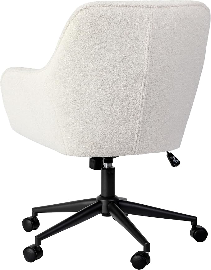 Martha Stewart Rayna Upholstered Office Chair, White | Oil Rubbed Bronze Frame