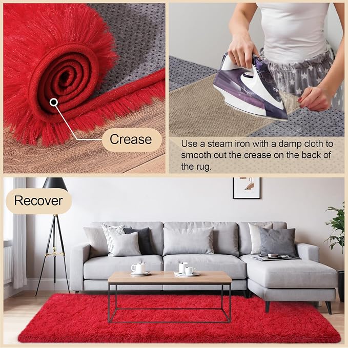 Mugorn Small Soft Shag Rugs for Bedroom, 3x5 Fluffy Area Rugs for Living Room