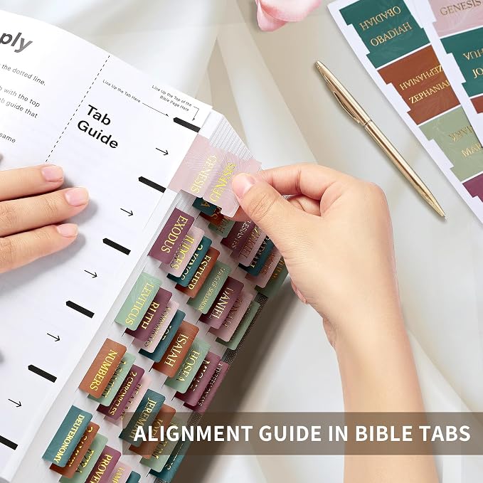 Bible Tabs for Women & Men, Bible Tabs for Study Bible, Large Print Neutral Bible Tabs for Easy Navigation, Bible Index Tabs, 66 Tabs Old & New Testament, Extra 9 Blank Tabs - Leaves