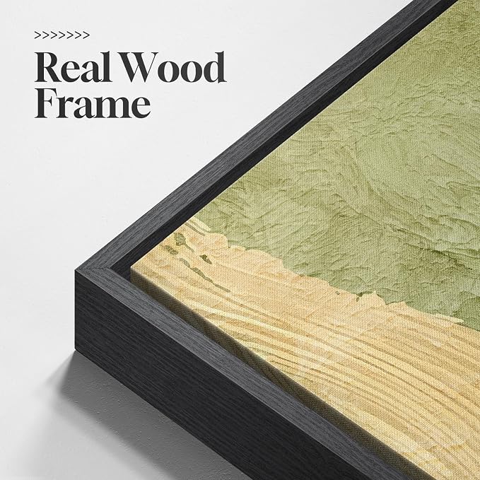 Large Framed Sage Green Abstract Wall Art for Living Room, 3 Piece Modern Canvas Prints Paintings Artwork for Walls, Gray Yellow Minimalist Pictures Wall Decor for Bedroom Dining Room Office, 24x36 In