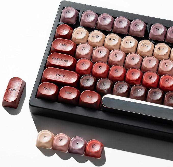 PBT Keycaps, Matte Red Lipstick Jelly Keycaps MOA Profile, 129 Keys Elegant Cute Custom Key caps for 61/68/84/87/98/100 Cherry Gateron MX Mechanical Keyboards, No Tear & Never Fades