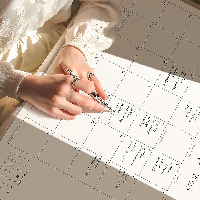 Simplified Desk Calendar 2026 with Desktop Mat, Cabbrix Large Desk Pad Calendar 21" x 16-1/2" Runs From January 2026 to June 2027, Desk Blotter Calendar for Home School and Office (Apricot)