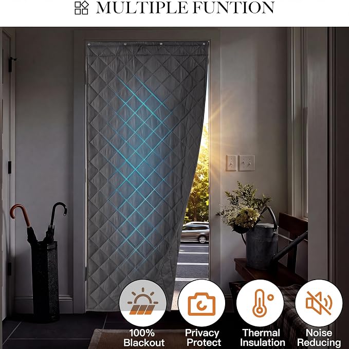 RYB HOME Summer Heat Blocking Thick Quilted Insulated Curtains, Thermal Insulated Curtains Room Divider for Energy Saving Window Treatment for Bedroom Living Room, W36 x L86, Grey, 1 Panel