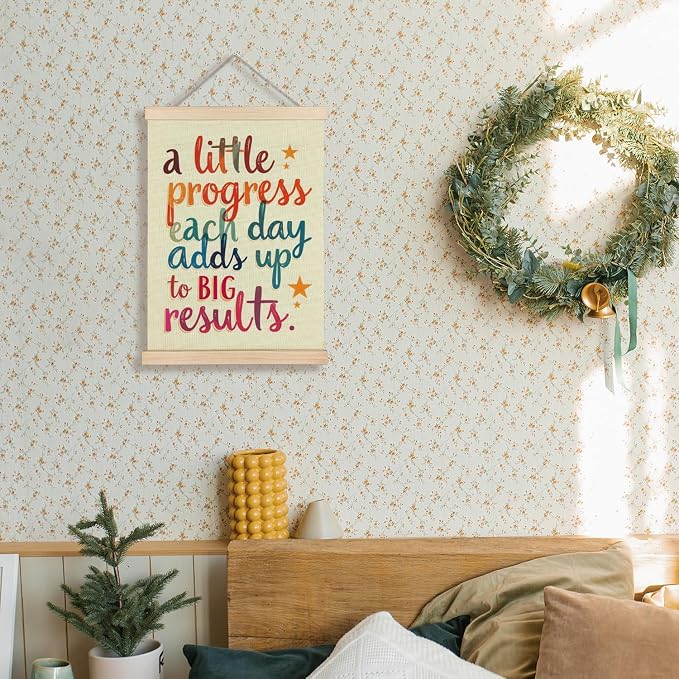 Supwhd Colourful Positive Affirmations Wall Decor, Inspirational Add Up to Big Results Office Wall Art, Motivational Quotes Wall Art for Office Classroom Home, 12x16