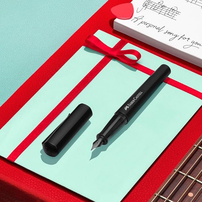 Faber-Castell HEXO Fountain Pen, Matte Black - Medium: Modern Fountain Pen with Stainless Steel Medium Nib, Ergonomic Grip & Balanced Aluminum Barrel for Creative Writing