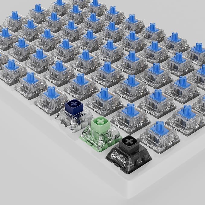 Zhouwang 105 Crystal Blue Switches,3 Kailh Box Experience Pack Switches,Dustproof and Waterproof,Crisp Click,Suitable for clicker for 3D Prints and MX Gaming Mechanical Keyboards