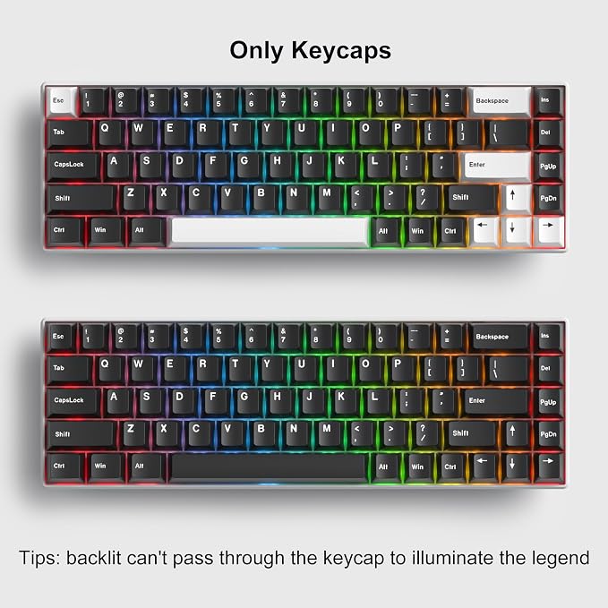 Fogruaden White on Black Keycaps, Cherry Profile PBT Doubleshot keycaps, Minimalist Style Black and White Keycap, 168 Keys Custom Keycaps for Mechanical Keyboard(WOB)